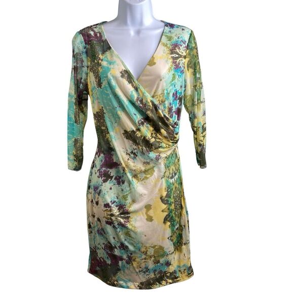 Rampage Women's Green Mesh Faux Wrap Dress Size L Y2K 90’s Colors Mall Vibes‎ - Picture 1 of 11